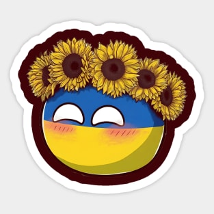 Ukraineball Polandball Countryball Sunflower Art Sticker